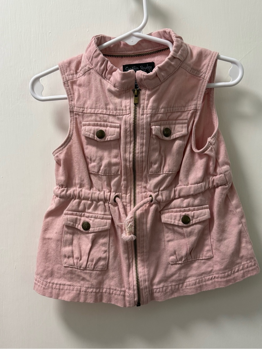 Cynthia Rowley Blush Pink Utility Vest with Brass Zippers